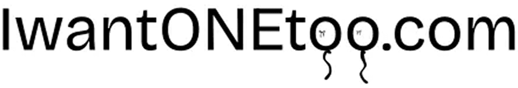 IwantONEtoo.com logo with balloon letters